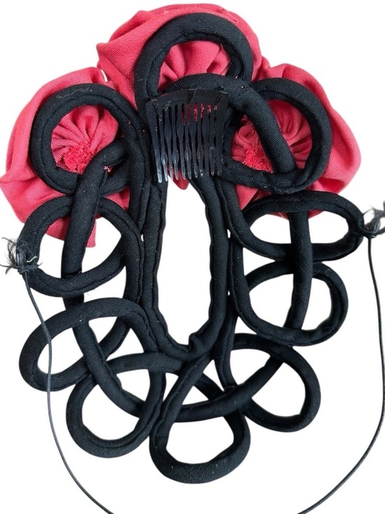 Fascinator Hat Red Rose & Black Knot Detail Vintage 50s main image 14
